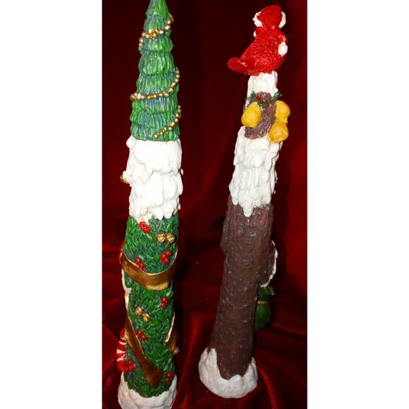 Vtg Roman Inc Primitive Folk Art Pencil Santa Set of 2 11"x2.5" - Picture 3 of 3